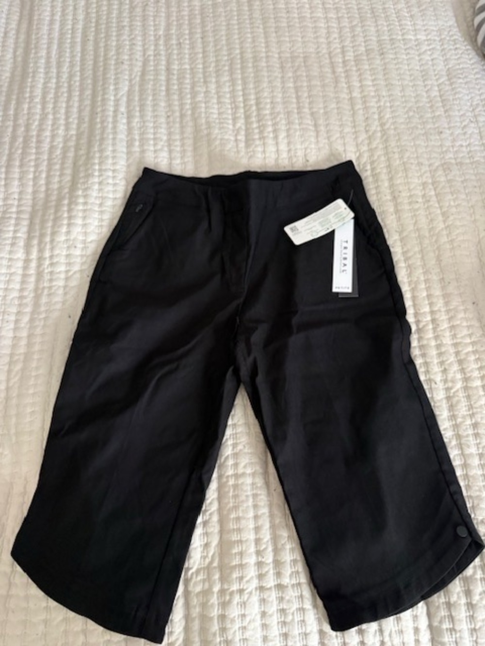 Tribal Black Wide-Leg Crop Pants